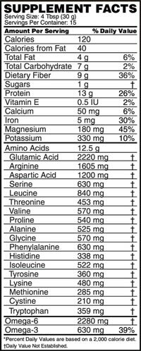 Nutrition Facts - 50% Hemp Protein Organic