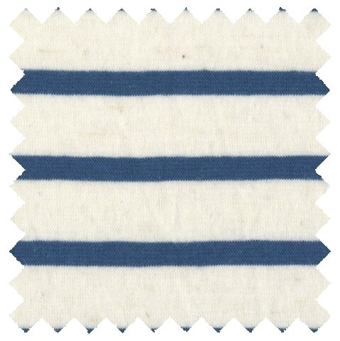 70% OG Cotton 30% Hemp Blue Stripe Jersey Knit | 3.5oz – Per Yard 62″ Width