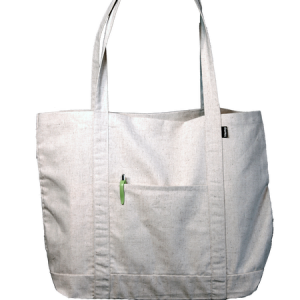 Hemp Grocery Tote Bag with Pocket - Natural