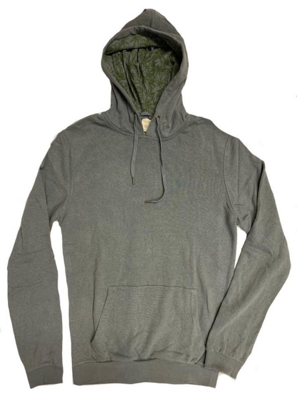 Grey Hemp Pullover Hoodie with Cannaprint Inside Hood