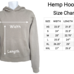 Hemp Hoodie Pullover Dimensions