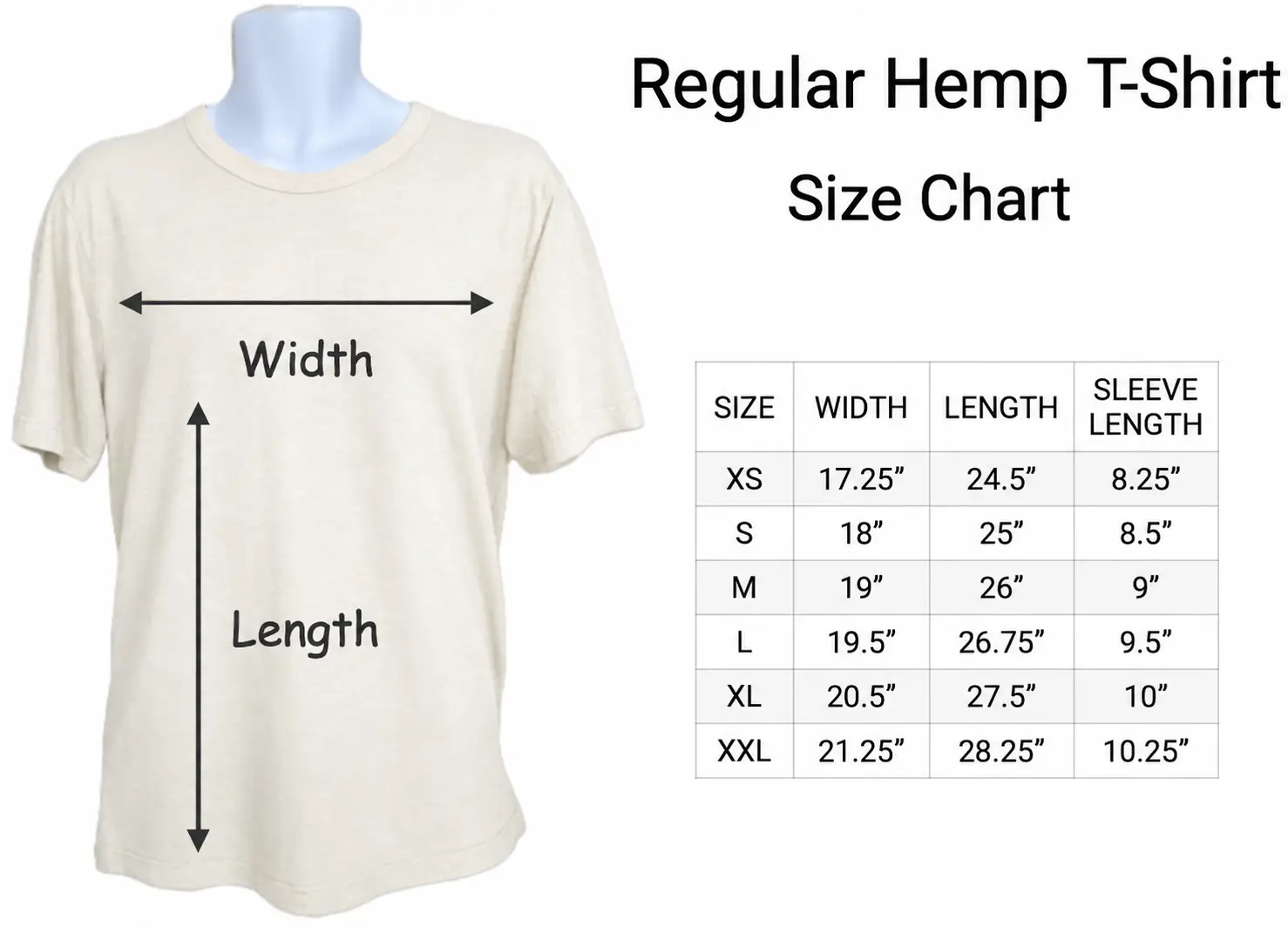 Sizing Chart White hemp tshirt unixes Sizing Chart White hemp tshirt unixes