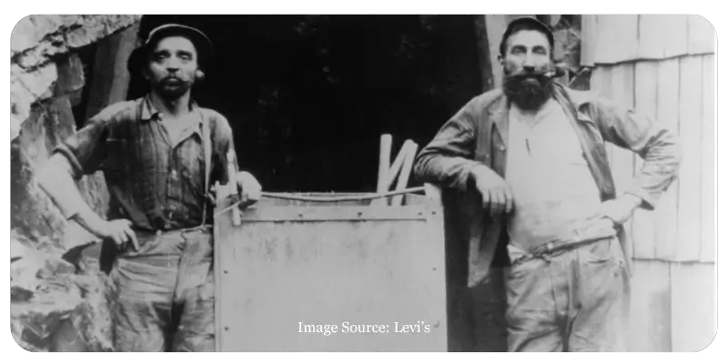 Two men during the Gold Rush wearing Levi's
