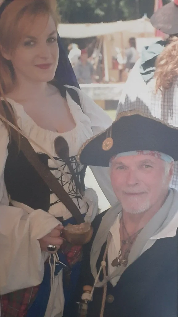 Sherman Meshaw and his daughter Kat in pirate costume at the Black Beard Pyrate event in Hampton, Virginia